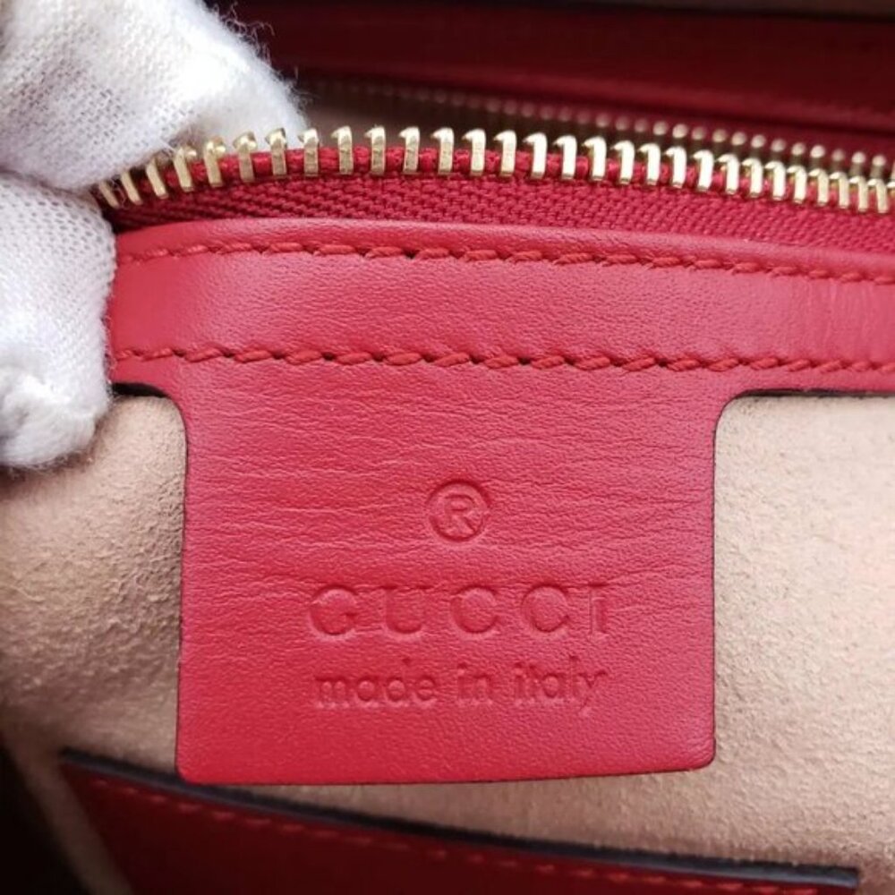 Authentic Gucci GG Supreme Tian Heart Snake Boston Bag Red Leather Crossbody - Picture 13 of 13